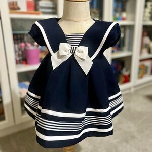 Bonnie Jean Navy and White Striped Dress Baby Girl Sailor Dress